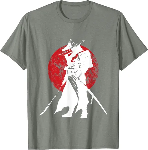 Vista 35 de Vintage Japanese Samurai Retro Bushido Warrior Japan Sword T-Shirt Asphalt Grey