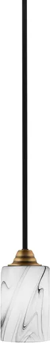 Vista 107 de Toltec Lighting Paramount - Mini colgante de 1 luz en acabado negro mate con cristal de arte perla de 7 pulgadas y estilo negro