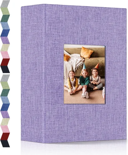 Vista 10 de popotop - Álbum de fotos 4x6 con 100 fotos, libros de fotos con 100 bolsillos verticales, cubierta de lino, álbumes para fotos familiares, de boda