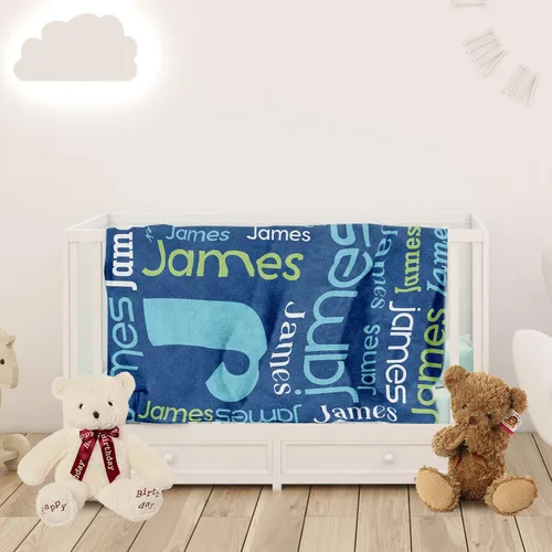 Vista 3 de Manta personalizada con nombre para niños, manta personalizada con nombre de bebé súper suave para niños y niñas, manta con monograma con nombre