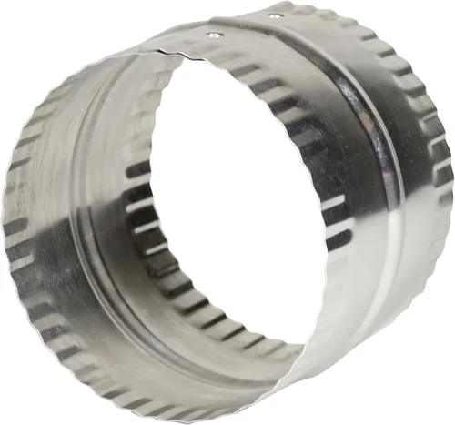 Vista 3 de Deflecto Conector de conducto de 4", aluminio con cuentas y engarzado, plata, 3" de largo (DAC4C)