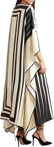 Vista 5 de Hiyan Creation Modest Wear - Caftán con estampado de seda satinada suave para mujer, kaftán, ropa de fiesta en la playa, caftán de seda de lujo