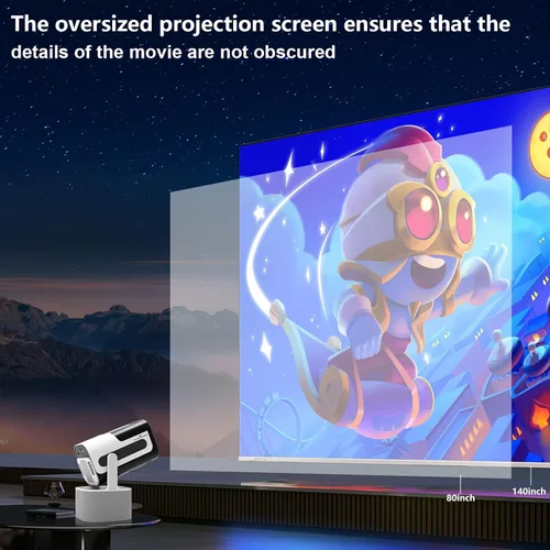 Vista 3 de JY320 KTV Proyector de video portátil con WiFi y Bluetooth - Compatible con HDMI 4K 1080p, altavoz Bluetooth y micrófono, audio estéreo de 10 W