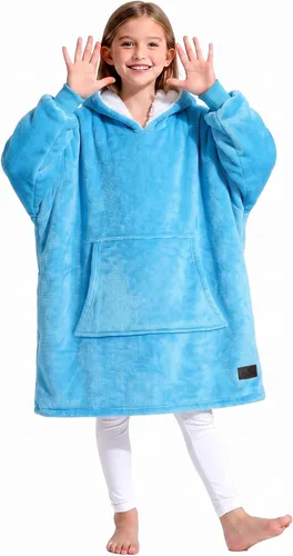 Vista 21 de Catalonia Sudadera tipo manta con capucha para niños, sudadera de sherpa extragrande para adolescentes jóvenes, idea de regalo