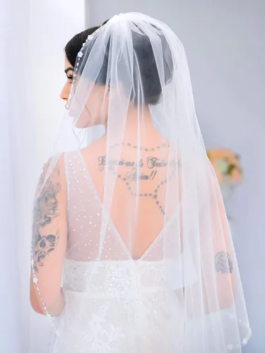 Vista 4 de Unicra Velo de novia de novia con peine velos de tul de novia accesorios de pelo para novias 1 nivel de longitud de la punta del dedo 35.4 pulgadas