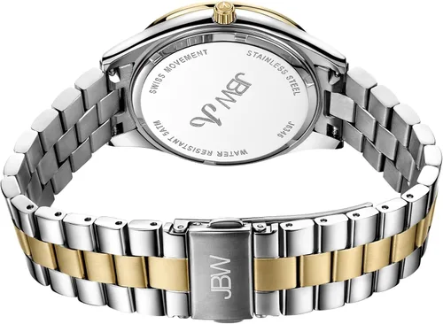 Vista 2 de JBW Reloj de pulsera de lujo para mujer Cristal de 012 quilates con brazalete de eslabones de acero inoxidable