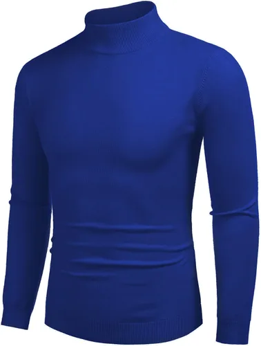 Vista 9 de COOFANDY Suéter de cuello alto falso para hombre, ajuste delgado, informal, básico, suéter térmico de punto 01-Negro