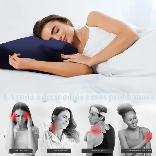 Vista 4 de Almohadas de espuma viscoelástica de contorno refrescante, almohada cervical ergonómica sin olor, almohada ortopédica ajustable para dormir de lado