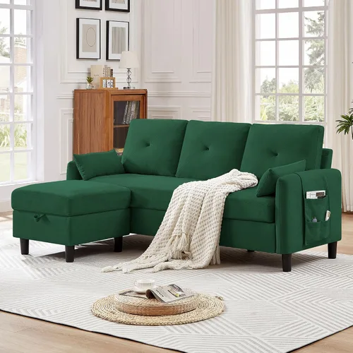 Vista 13 de Juego de sofá modular convertible, sofá en forma de L de 77 pulgadas con otomana y sofá biplaza de 57 pulgadas, sofás modernos para sala de estar