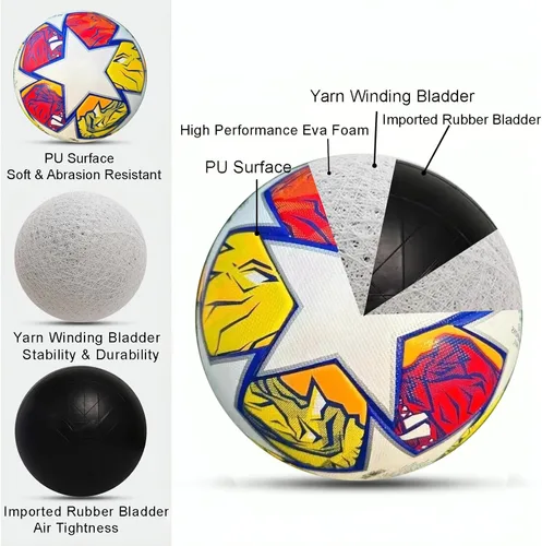Vista 4 de Balón de fútbol de la Champion, talla 5 Londres - Réplica de partido profesional, diseñado para entrenar, jugar, exhibir y entusiastas del fútbol.