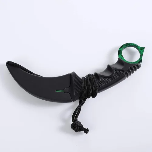 Vista 4 de Karambit - Cuchillo de entrenamiento de práctica de acero inoxidable con funda para principiantes, herramienta de entrenamiento 100% segura (verde)