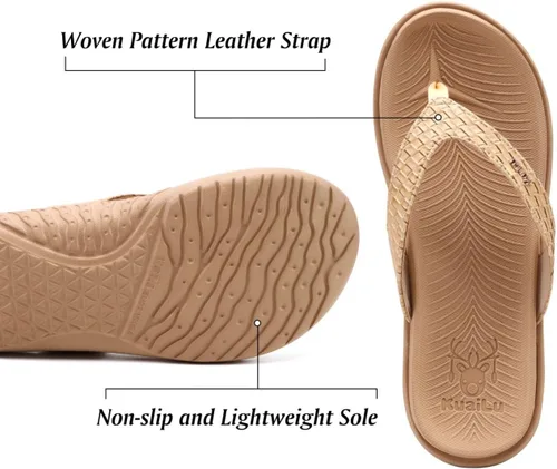 Vista 4 de KuaiLu - Sandalias para mujer, cómodas, buenas para fascitis plantar, buen soporte del arco, estilo pata de gallo, para interior o exterior en verano