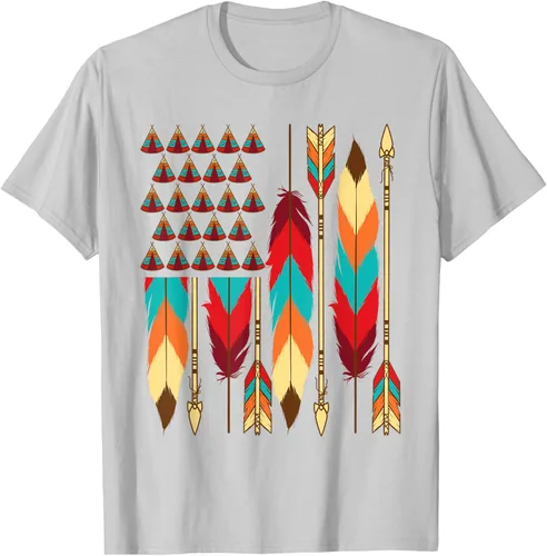 Vista 69 de Native American Bandera - Camiseta de veteranos indígenas del Mes del Orgullo, Negro, S