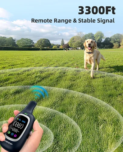 Vista 4 de Collar de Choque para Perros 2 en 1 y Collar Anti-Ladridos para Perros – Collar de Entrenamiento para Perros de 3300 Pies con Control Remoto, Collar