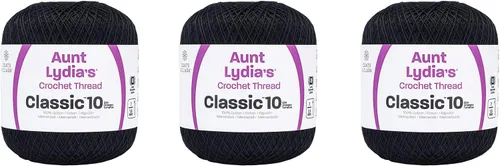 Vista 16 de Aunt Lydia Classic Crochet - Paquete de 3 unidades de 350y/1,049.9 ft - Blanco Antiguo