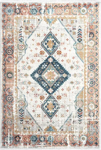 Vista 3 de Abani Alfombra de sala de estar gris y multicolor envejecida, 7 pies 9 pulgadas x 10 pies 2 pulgadas (8 x 10), estilo antiguo, no desprende pelusa