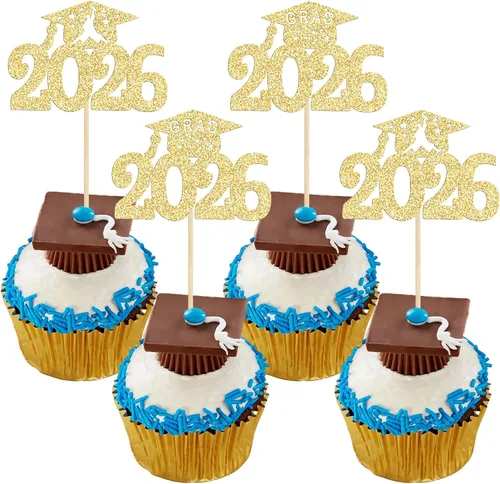 Vista 29 de Gyufise 1 paquete de decoración de pastel de graduación 2025 con purpurina de felicitaciones clase de 2025, decoración de pastel de diploma 2025