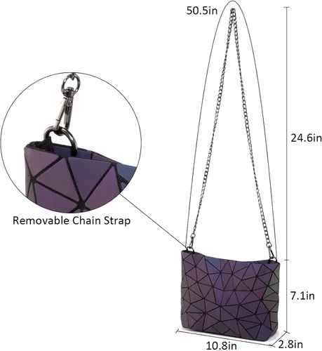 Vista 7 de ESOVIO Bolso de mano holográfico geométrico con bolso cruzado para mujer bolso iridiscente reflectante Bolso de mano holográfico geométrico