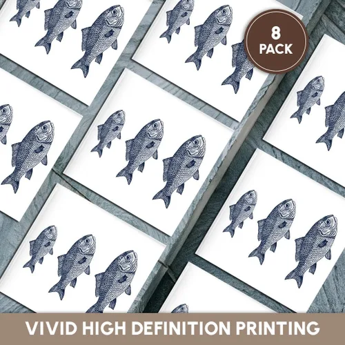 Vista 6 de 3dRose Three Blue Fish Beach Theme Art Set of 8 Ceramic Tile Coasters