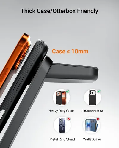 Vista 2 de Eazpower Cargador inalámbrico para fundas gruesas de 0.394 in/Otterbox/resistente, base de carga 3 en 1 para iPhone 17 16 15 14 Pro Max, estación