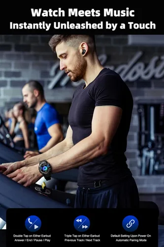Vista 5 de Reloj inteligente para hombre con auriculares, TWS inalámbricos para teléfonos Android iOS, relojes inteligentes para Android iOS Respuesta/Hacer