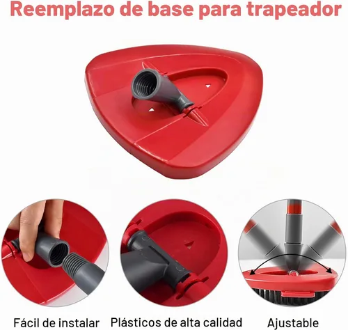 Vista 3 de Mango de fregona para Ocedar, base de cabeza de repuesto para mopa giratoria compatible con O Cedar, asas de trapeador giratorio de 4 secciones