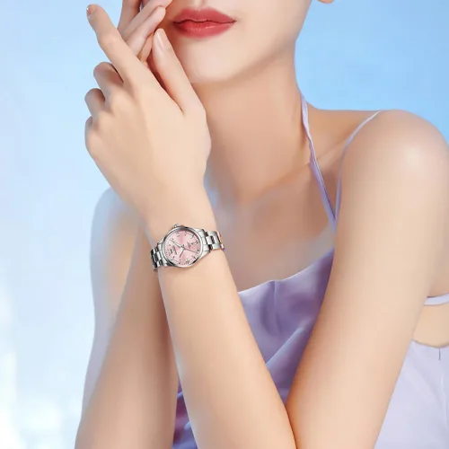 Vista 3 de OLEVS Relojes de acero inoxidable para mujer, reloj plateado de lujo para mujer con fecha, resistente al agua, analógico de cuarzo, delicado reloj