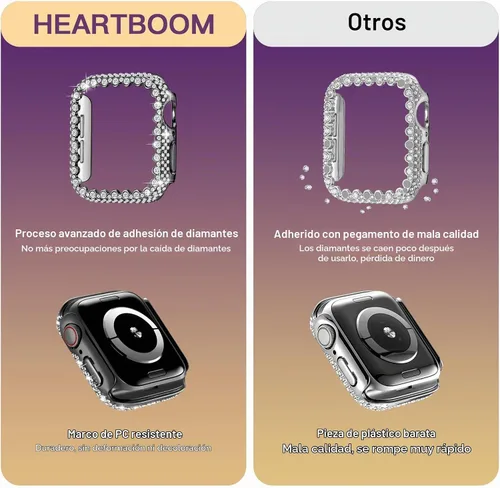 Vista 6 de Funda Bling Compatible con Apple Watch Series 6/5/4/SE 3/SE 2/SE 40mm, Protector de Cara de Diamante para Mujeres, Protector de Marco Duro de PC