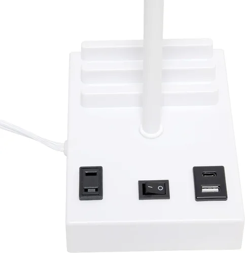 Vista 7 de Simple Designs LT1110-WOW - Lámpara de escritorio rectangular moderna de 15.3 pulgadas de alto con 2 puertos USB y salida de carga con pantalla