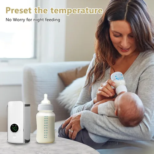 Vista 5 de Calentador de biberones portátil para viajes – Moclever Calentador de leche para bebés recargable por USB, calentador de leche materna alimentado