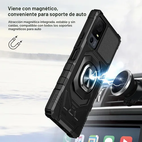 Vista 6 de Ailiber Funda con soporte magnético para Lively Smart 4/TCL 40 XL/40T Soporte de anillo y protector de pantalla y negro
