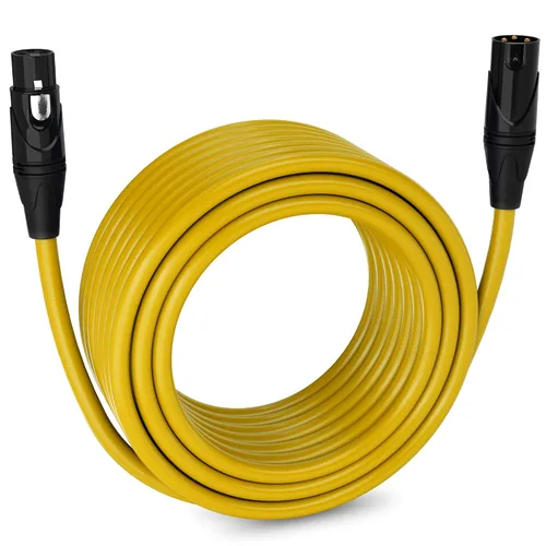 Vista 167 de LyxPro Cable de micrófono XLR hembra a macho de ángulo recto de 3 pines de 1.5 pies para altavoces amplificados, interfaz de audio, rendimiento