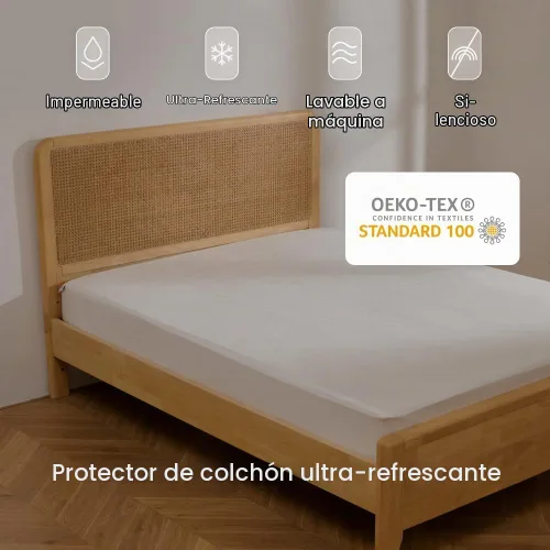 Vista 2 de Coop Home Goods Protector de colchón impermeable ultra fresco, tamaño individual, protector de colchón refrescante, lavable a máquina, funda de cama
