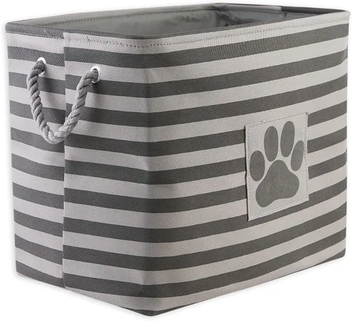 Vista 67 de Bone Dry - Cesta de almacenamiento para mascotas, diseño de parche de pata rayado, aguamarina, rectángulo pequeño