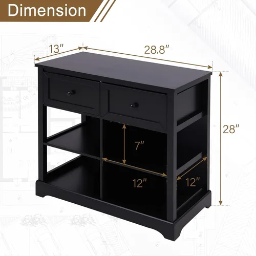 Vista 2 de PHI VILLA Black Accent Cabinet with Rattan Basket, Storage Buffet Cabinet Black Storage Cabinet with Baskets, Small Accent Cabinet with Drawers