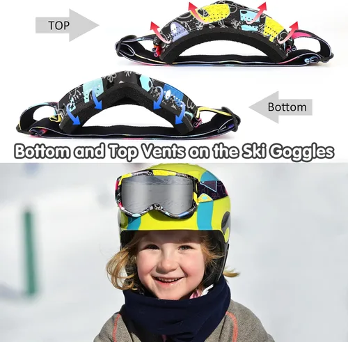 Vista 5 de Gafas de esquí para niños, con correa antideslizante, gafas de snowboard