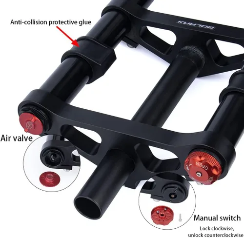 Vista 4 de Snow Beach Bike Suspension Tenedor de 20 pulgadas 4.0 Neumáticos Fat Air Forks Travel 5.512 in, 1-1/8inch Steerer Bike Horquillas Spread 5.315 in