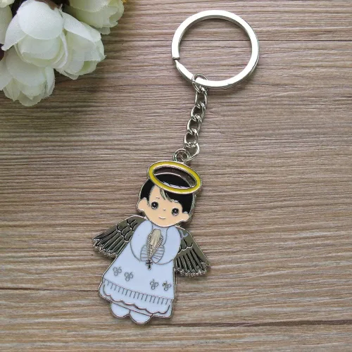 Vista 4 de Llavero Angel Boy Favor (12 piezas) Bautizo/Recuerdos de Bautizo/Primera Comunión/Primera Comunión llaveros/Regalo para invitados