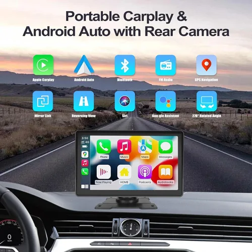 Vista 4 de Carplay inalámbrico de 7 pulgadas y reproductor multimedia automático con pantalla táctil Android, estéreo para automóvil con enlace