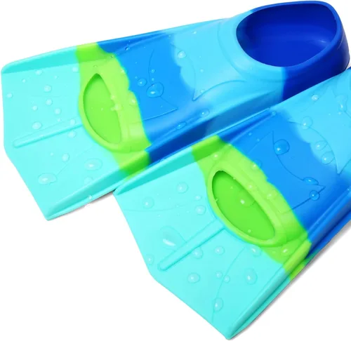 Vista 9 de Aletas de natación para niños, aletas cortas para niños y jóvenes, aletas de natación para entrenamiento de natación para niños, niñas, niños