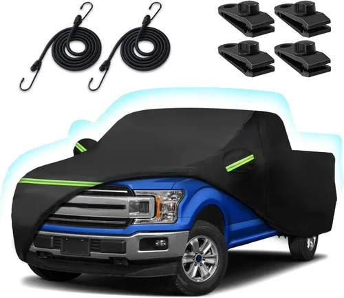 Vista 22 de Funda de automóvil de 6 capas para Hummer H2 SUV 2002-2009, 210T, impermeable, sol, lluvia, UV, polvo, nieve, protección al aire libre, H2, cubierta