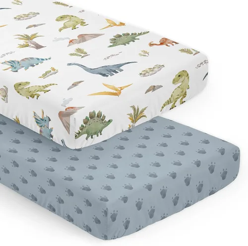 Vista 13 de Sweet Jojo Designs Acuarela Dinosaurio Dino Boy Sábana bajera para cuna para bebé, cuarto de bebé, habitación de recién nacido, portátil, paquete