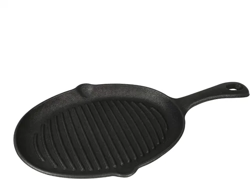 Vista 3 de Jim Beam JB0159, construcción resistente, sartén de hierro fundido pre-sazonado con base de madera y manopa, negro, pequeño