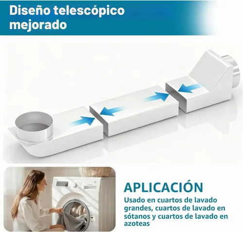 Vista 3 de UD48S Periscope Dryer Vent – Kit de conductos telescópicos ajustables