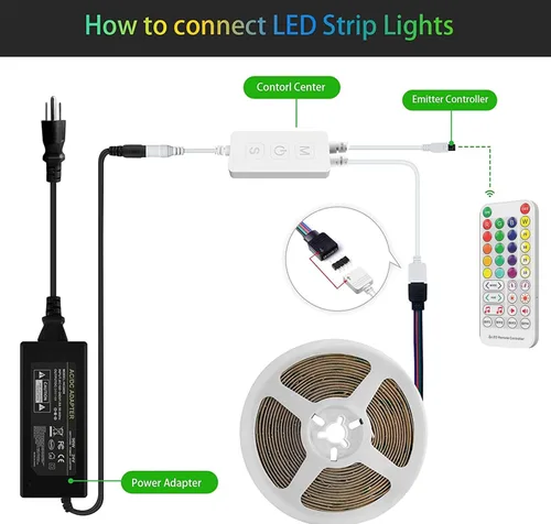 Vista 7 de Kit de tiras LED RGB COB, 9.8 pies ultra brillantes (840 LEDs/m) luces LED Bluetooth con control remoto de aplicación inteligente, luces LED