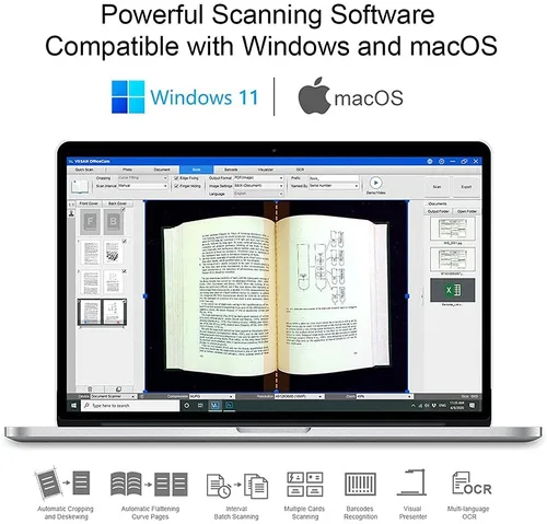 Vista 5 de VIISAN Escáner de libros y documentos de gran formato, tamaño de captura A2/A3, cámara de documentos USB de 26 MP con aplanamiento automático