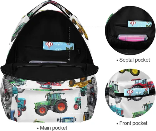Vista 6 de XDMXY Reciclaje de basura para camiones de basura mochila de tractor para niños y niñas, mochilas escolares para niños, bolsa de viaje, 23041209