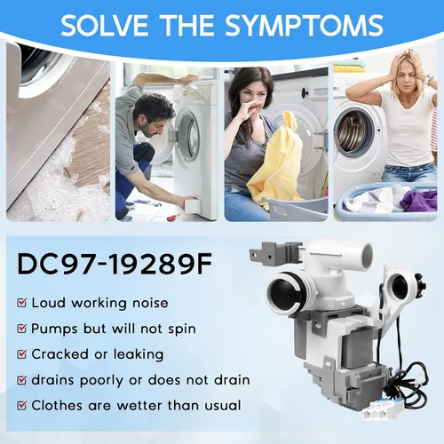 Vista 5 de DC97-19289F Conjunto de bomba de drenaje de lavadora compatible con lavado Samsung