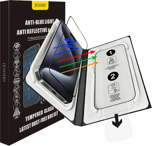 Vista 10 de Protector de pantalla de luz azul para iPhone 12 Pro Max (2020-6.7 pulgadas), protección ocular HD transparente con bloqueo de luz azul, vidrio