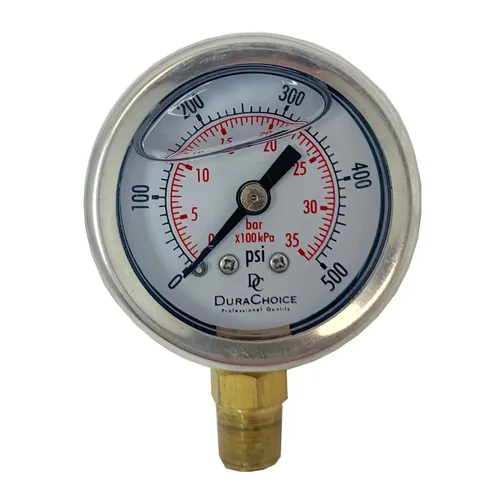 Vista 7 de Manómetro lleno de aceite de 1-1/2" - Caja de acero inoxidable, latón, 1/8" NPT, conexión de montaje inferior, 0-1,000PSI